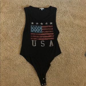 Charlotte Russe black USA bodysuit